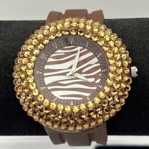 Y2K Gold & Brown Zebra Striped Men's Watch